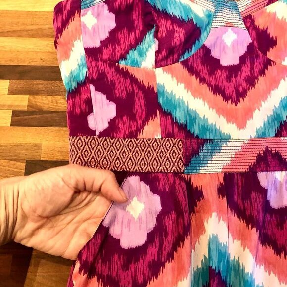 American Eagle Colourful Boho Aztec Print Pockets Strap Mini‎ Dress Sz 8 - Picture 4 of 6